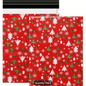 20pcs Festive Christmas Print Self-Seal Poly Mailer